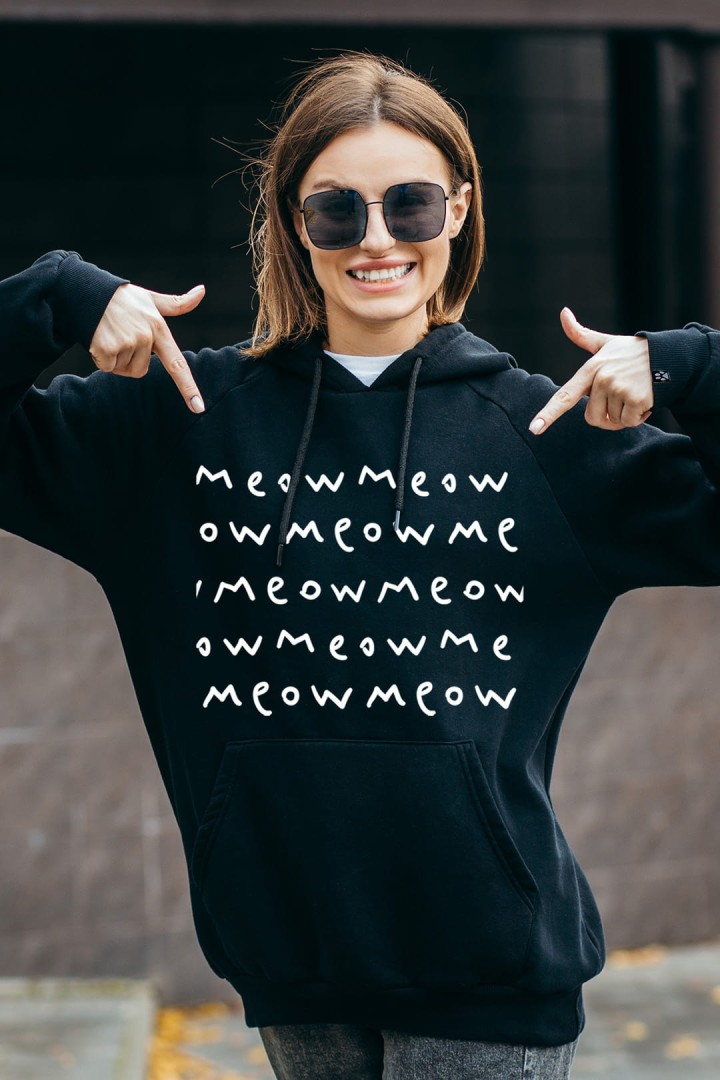 Mňau mňau mikina s kapucňou