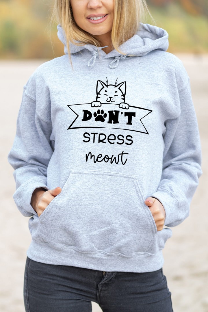 Unisex mikina s kapucňou antistresová mačka