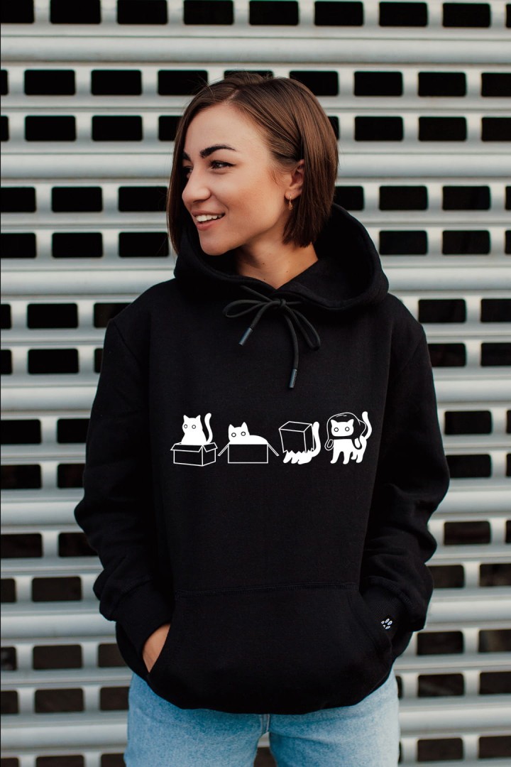 Unisex mikina s kapucňou mačacie neplechy